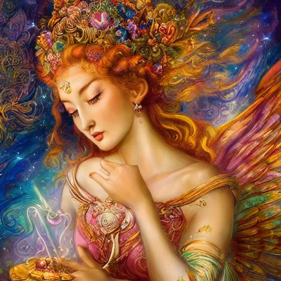 Image similar to a celestial goddess on her day off catching up on social media in bed, magic realism, art by josephine wall, art by huang guangjian, art by viktoria gavrilenko, art by amanda sage, trending on artstation