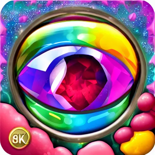 Image similar to rainbow! gem! crystal! monster, 8 k, hd