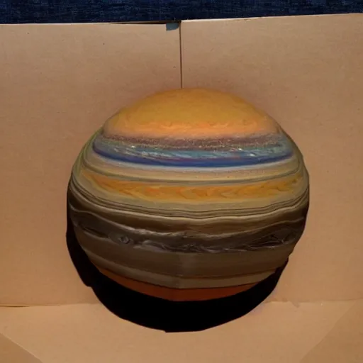 Prompt: planet saturn made out of cardboard highly detailed