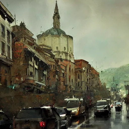 Image similar to tbilisi painted by jeremy mann