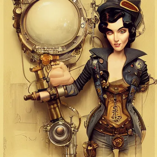 Image similar to lofi steampunk portrait pixar style by Joe Fenton and Jonathan Yeo and Tom Bagshaw