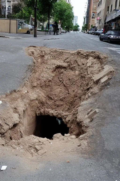 Image similar to an big hole on the street,