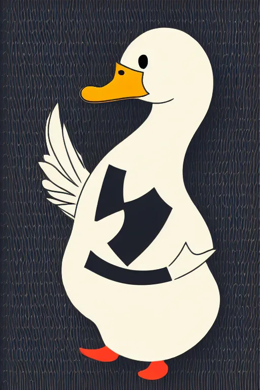 Prompt: a vector based illustration about a duck that is a knight in the style of die cut sticker, negative space is mandatory, no gradients, black ink on white background, smooth curves, vector spline curve style