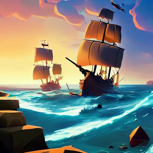 Image similar to painting treasure on sea of thieves game smooth median photoshop filter cutout vector, behance hd by jesper ejsing, by rhads, makoto shinkai and lois van baarle, ilya kuvshinov, rossdraws global illumination