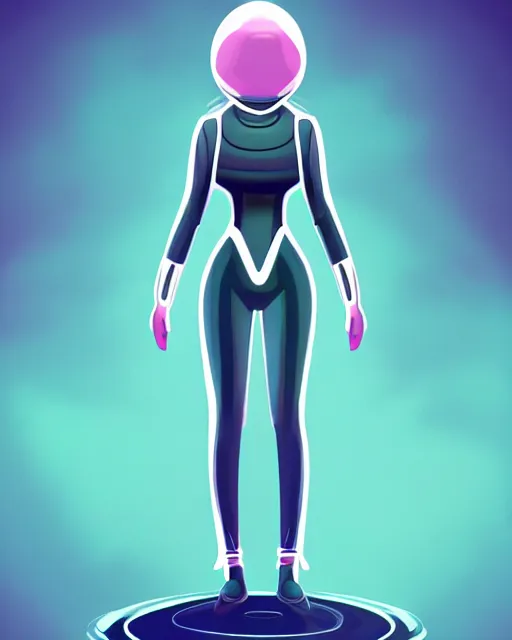 Image similar to symmetrical!! full body concept art for a futurstic alien girl, wearing tight futurstic simple clothes, walking inside of a futuristic life pod on an alien world | | epic - fine - clean, polished, trending on artstation, brush strokes