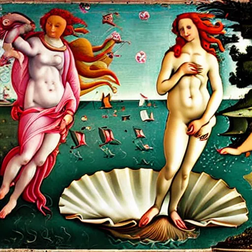 Prompt: birth of venus by boticelli as a realistic photograph