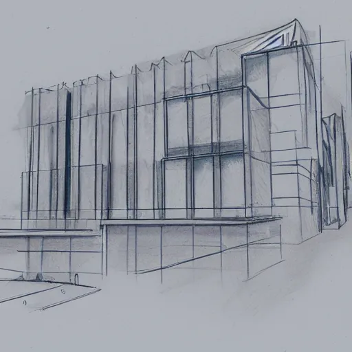 Image similar to a rough sketch of a futuristic building