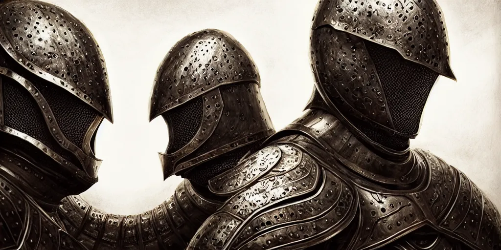 Image similar to portrait of a symmetric detailed man in realistic detailed medieval armor facing off against a monster, ultra realistic, epic, highly detailed, hd, sharp focus, cinematic lighting, realistic, vivid colors, gritty, matt painting, digital art, non blurry, sharp, artstation, concept art, smooth, illustration