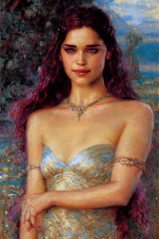 Image similar to portrait of daenerys targaryen by gaston bussiere.