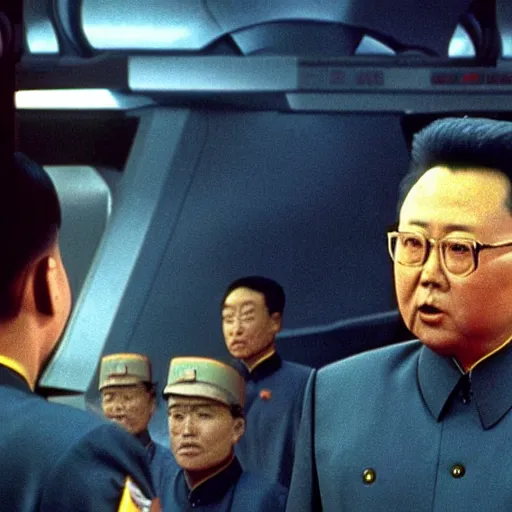 Image similar to A still of Kim Jong Il in Star Trek, colour photo
