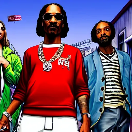 Image similar to snoop dogg as gta 5 cover art