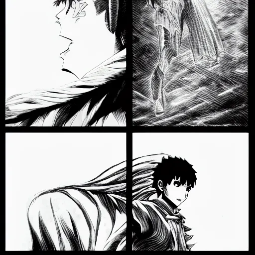 Image similar to gigachad reads manga berserk in the style of kentaro miura, 4 k, 8 k, absolute detail of even the smallest details and particles, beautiful shadows, beautiful art, black and white drawing