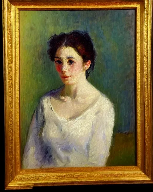 Image similar to impressionist portrait of a young woman, french art