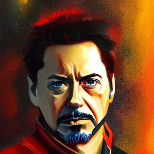 Image similar to concept art of tony stark, cinematic shot, painting by jama jurabaev, extremely detailed, brush hard, artstation, high quality, brush stroke