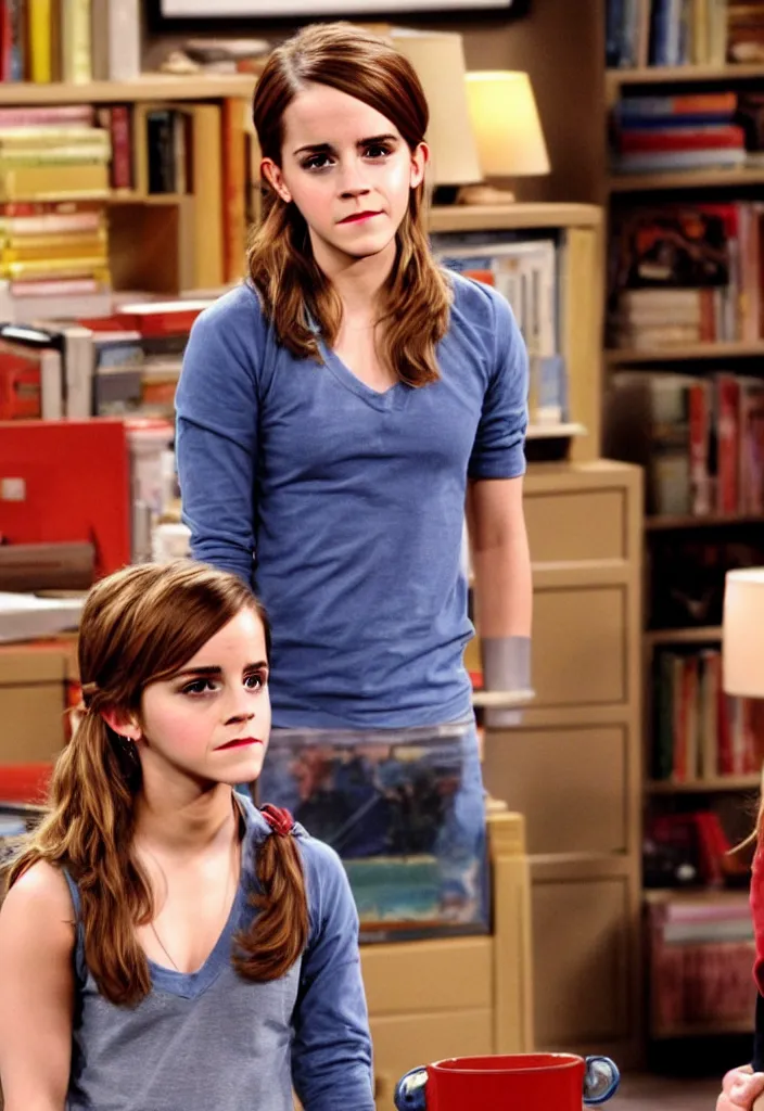 Image similar to emma watson starring in the big bang theory as penny, sitcom movie poster