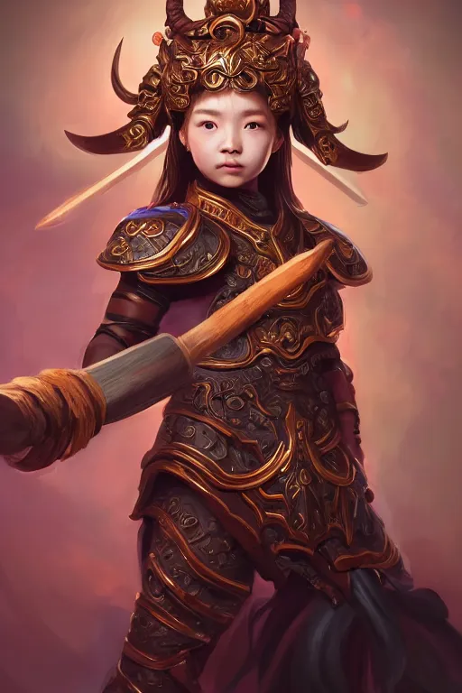 Image similar to a masterpiece portrait of nezha, handsome kid wear holding spear, fantasy character portrait, hyper detailed, digital painting, 8 k realistic, trending on artstation, sharp focus, dof, by ne zha ( 2 0 1 9 ), fenghua zhong, artgerm, ne zha from smite, tsuyoshi nagano, top lighting