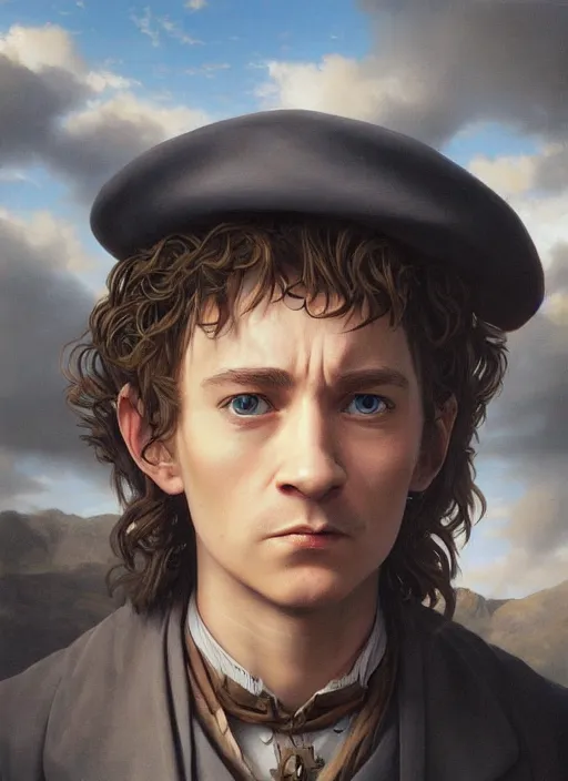 Image similar to a highly detailed and hyperrealistic airbrush painting of a hobbit mage with a big nose, trending on artstation, unreal 5, daz, hyperrealistic, pathfinder, d & d, rpg, roleplay, art by tristan eaton and artgerm and william adolphe bouguereau