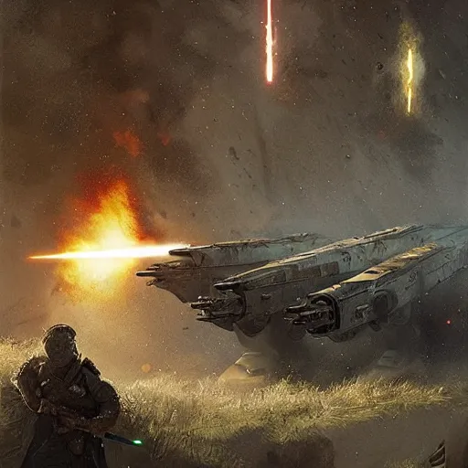 Prompt: In the Star Wars universe, Ukrainian rebels are holding back the attacks of Russian invaders by Greg Rutkowski