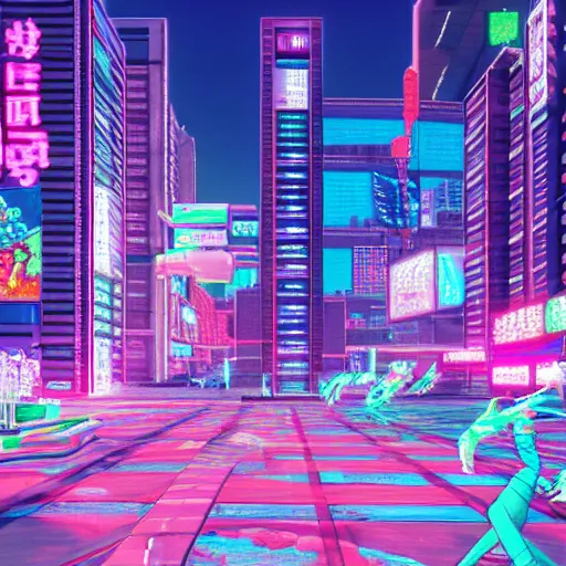 Image similar to vaporwave cyberpunk photorealistic pokemon pallet town