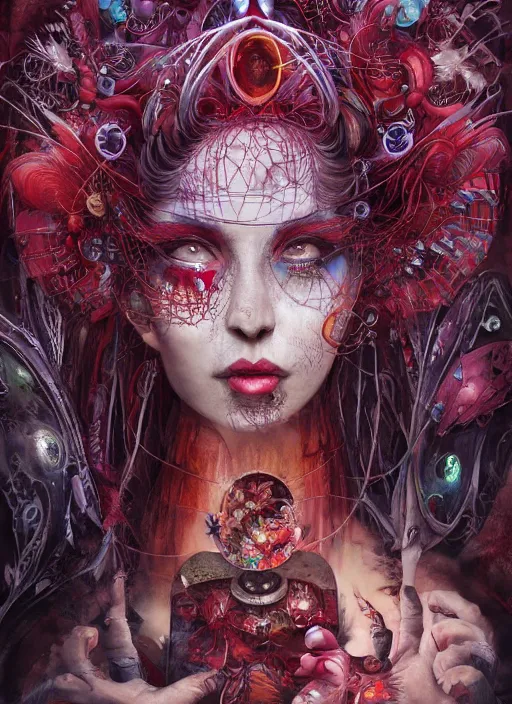 Image similar to queen of hearts, solarpunk style, highly detailed, cinematic, 8 k, by megan duncanson, benjamin lacombe, adrian borda, stanley artgermm, tom bagshaw, craig mullins, carne griffiths, ayami kojima, beksinski, giger, trending on deviantart, hyper detailed, horror, full of colour