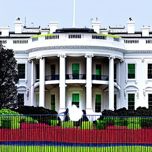 Image similar to the white house in the style of meow wolf