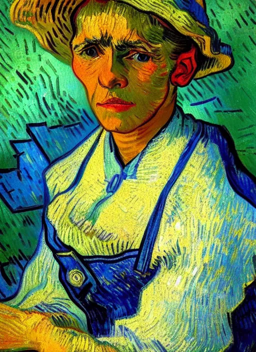 Image similar to detailed expressionist!! oil painting masterpiece portrait of a washerwoman!! by van gogh, 8 k resolution, smooth, sharp focus, matte painting, beautiful masterpiece expressionist painting