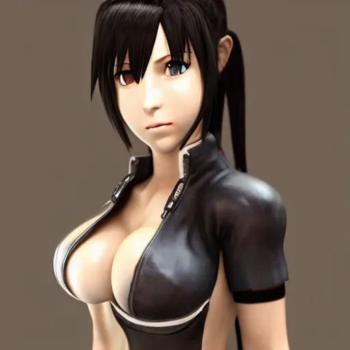 Image similar to head and body of tifa lockhart from final fantasy vii, highly detailed, trending on artstation