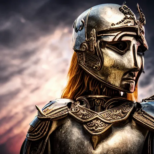 Image similar to beautiful angel warrior with ornate armour, highly detailed, 4k, HDR, smooth, sharp focus, hyper realistic, high resolution, award-winning photo