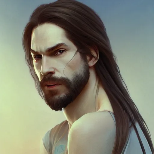 man with long hair and a ponytail, 3 d renderhighly | Stable Diffusion ...
