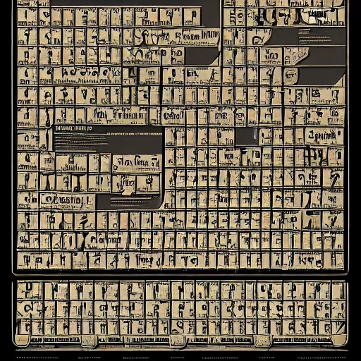 Image similar to Crazy periodic table of a civilization in an alternate universe, digital art, smooth lines, astonishing details, intrinsic, poster, info