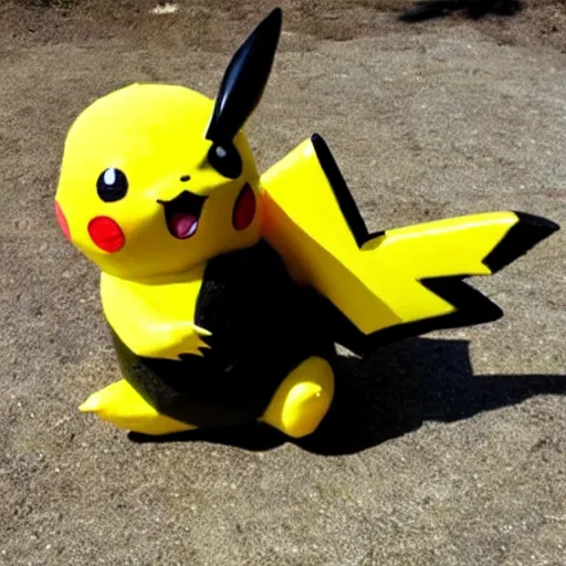 Prompt: Pikachu Sculpture made out of coal