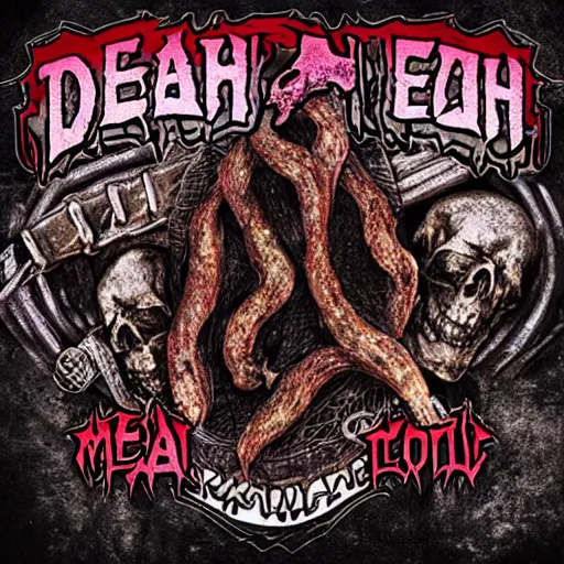 Prompt: Death metal album labeled Ugly Meat