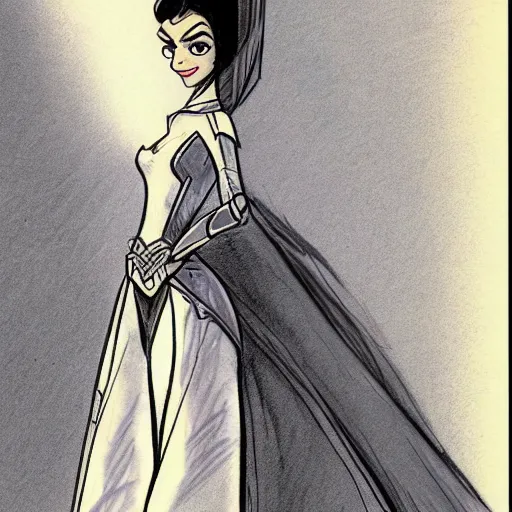 Image similar to milt kahl sketch of victoria justice as princess padme from star wars episode 3