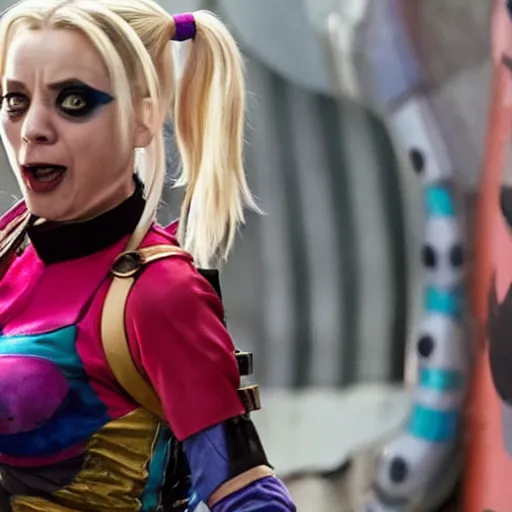 Image similar to A still of Kaley Cuoco as Harley Quinn in The Suicide Squad (2021)