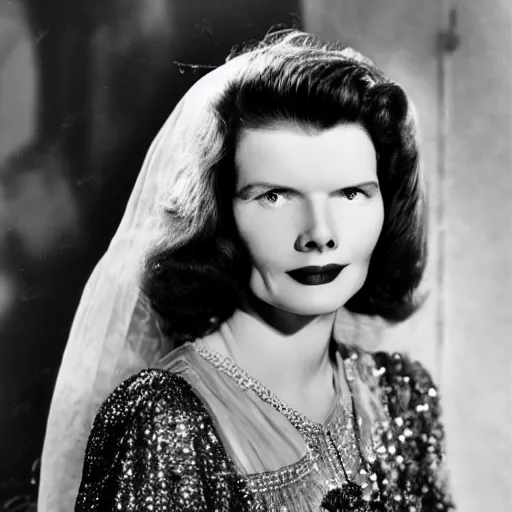 Prompt: a photo of katharine hepburn as a queen
