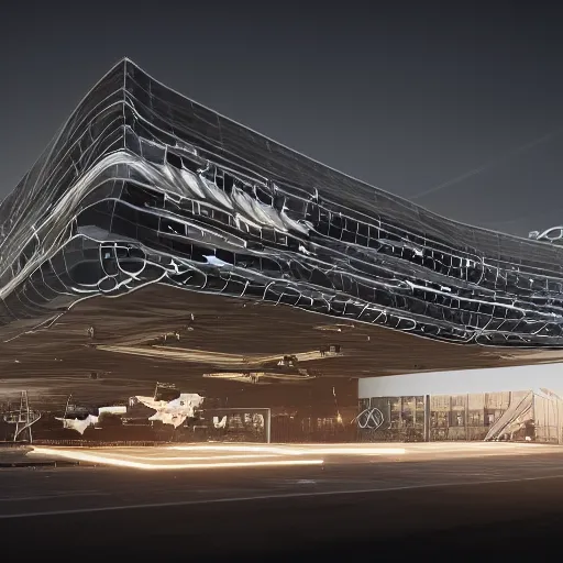 Image similar to Kazimierz Malewicz motherboard wall panel tile airport structure and digital billboard stars points cloud in the middle, unreal engine 5 lumen global illumination, keyshot, octane, artstation trending, ultra high detail, ultra realistic, cinematic, 8k, 16k, in style of zaha hadid, in plastic, dark, tilt shift,