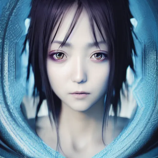 Image similar to rimuru looking into the camera, beautiful face, ultra realistic, fully clothed, intricate details, highly detailed, 8 k, photorealistic, octane render, unreal engine, photorealistic, portrait