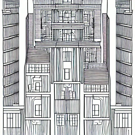 Image similar to an architectural dream, line vector art