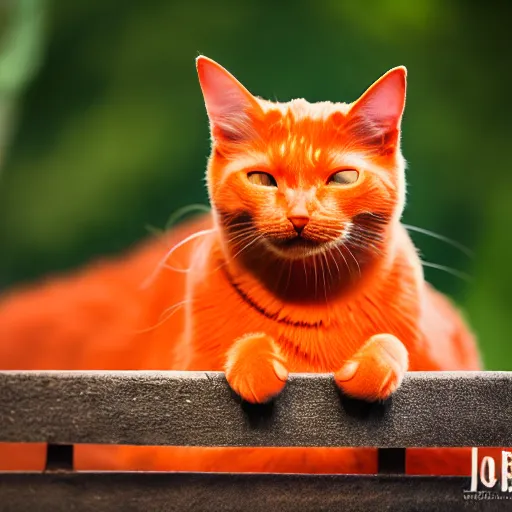 Image similar to a orange colour cat smiling , dlss, HDR, natural lighting , eye level shot, EOS R5, f/2.8, dynamic pose, , award winning photograph, 8k,