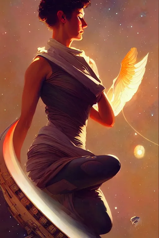 Image similar to space, buddhism, futurism, painting by greg rutkowski, j. c. leyendecker, artgerm