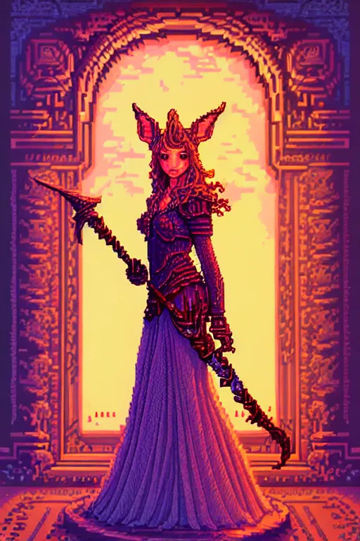 Prompt: freya, beautiful detailed pixelart by albertov, intricate details, beautiful, dithered gradients, volumetric lighting, cgsociety, artstation, smooth, sharp focus, 2 d illustration, amazing art by dan mumford, old school computer game graphics, crpg, d & d, pixel art