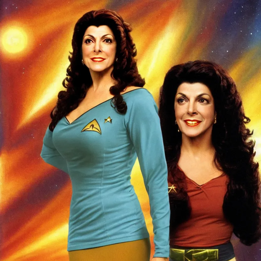 Image similar to deanna troi in the style of midjourney