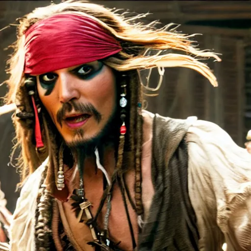 Prompt: Live Action Still of Jerma in Pirates of the Caribbean, real life, hyperrealistic, ultra realistic, realistic, highly detailed, epic, HD quality, 8k resolution, body and headshot, film still