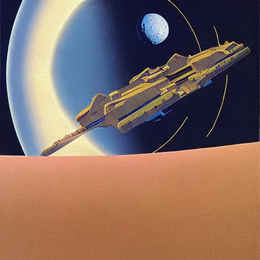 Prompt: Liminal space in outer space by Chesley Bonestell