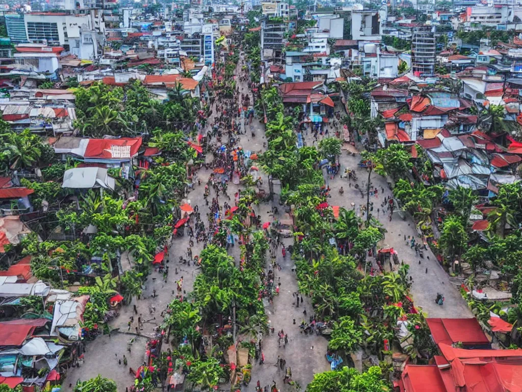 Prompt: tugu jogja with details, and panoramatic view, and dense city crowd feels with javanese wore traditional dress everywhere, high definition art, 4 k images