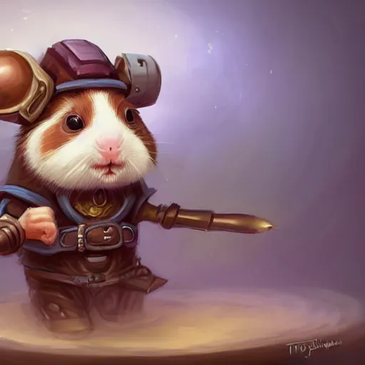 Prompt: cute little anthropomorphic Guinea Pig dressed Jetstream Sam, ultra wide lens shot , tiny, small, short, cute and adorable, pretty, beautiful, DnD character art portrait, matte fantasy painting, DeviantArt Artstation, by Jason Felix by Steve Argyle by Tyler Jacobson by Peter Mohrbacher, cinematic lighting