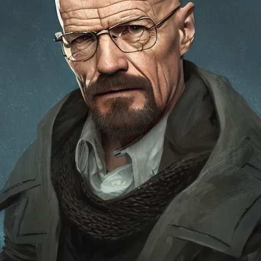 Prompt: Walter White as a Witcher, D&D, fantasy, intricate, elegant, highly detailed, digital painting, artstation, concept art, matte, sharp focus, illustration, hearthstone, art by Artgerm and Greg Rutkowski and Alphonse Mucha