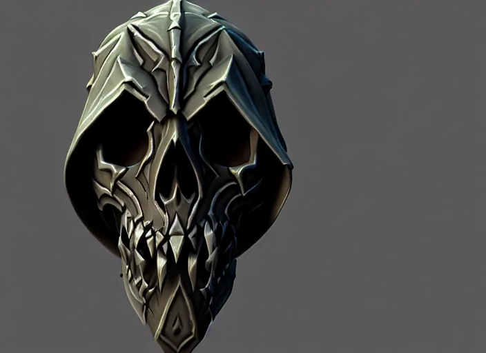 Image similar to hooded wraith skull, stylized stl, 3 d render, activision blizzard style, hearthstone style, darksiders style