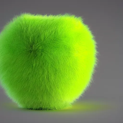Prompt: a cube shape green fluffy apple on a log, hyperrealism, dynamic lighting, render 8 k, realistic photo