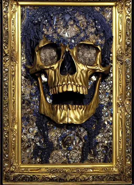 Image similar to rubens ornate gothic gold skull painting covered in jewels